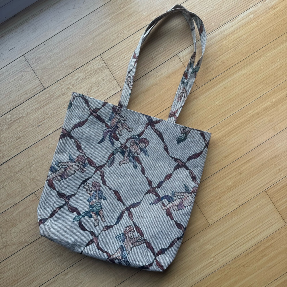 Vintage Tapestry Cherub Tote Bag